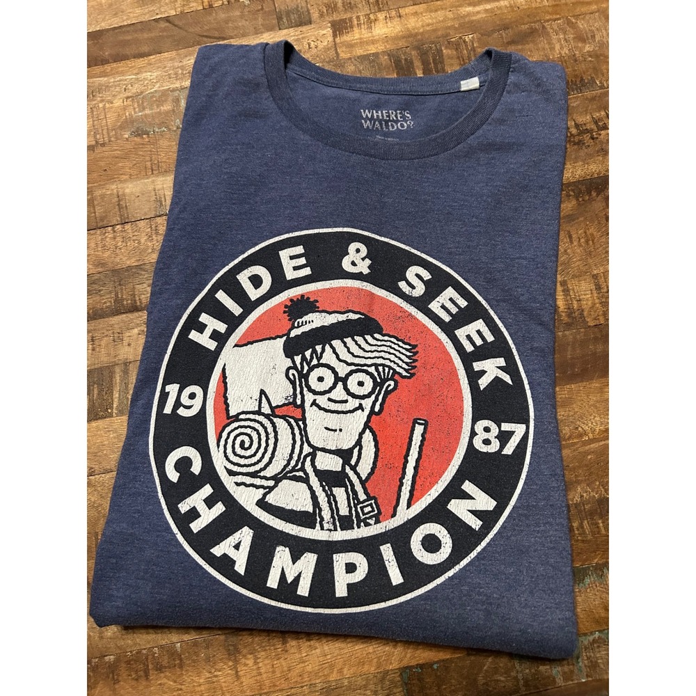 Vintage Wheres Waldo Hide Seek Champion 1987 Graphic T-Shirt Adult Mens